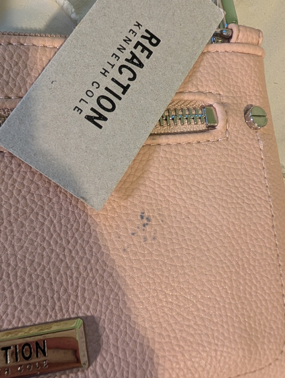 Textured Beige Crossbody Bag with Front Zip Pocket - Picture 3 of 8